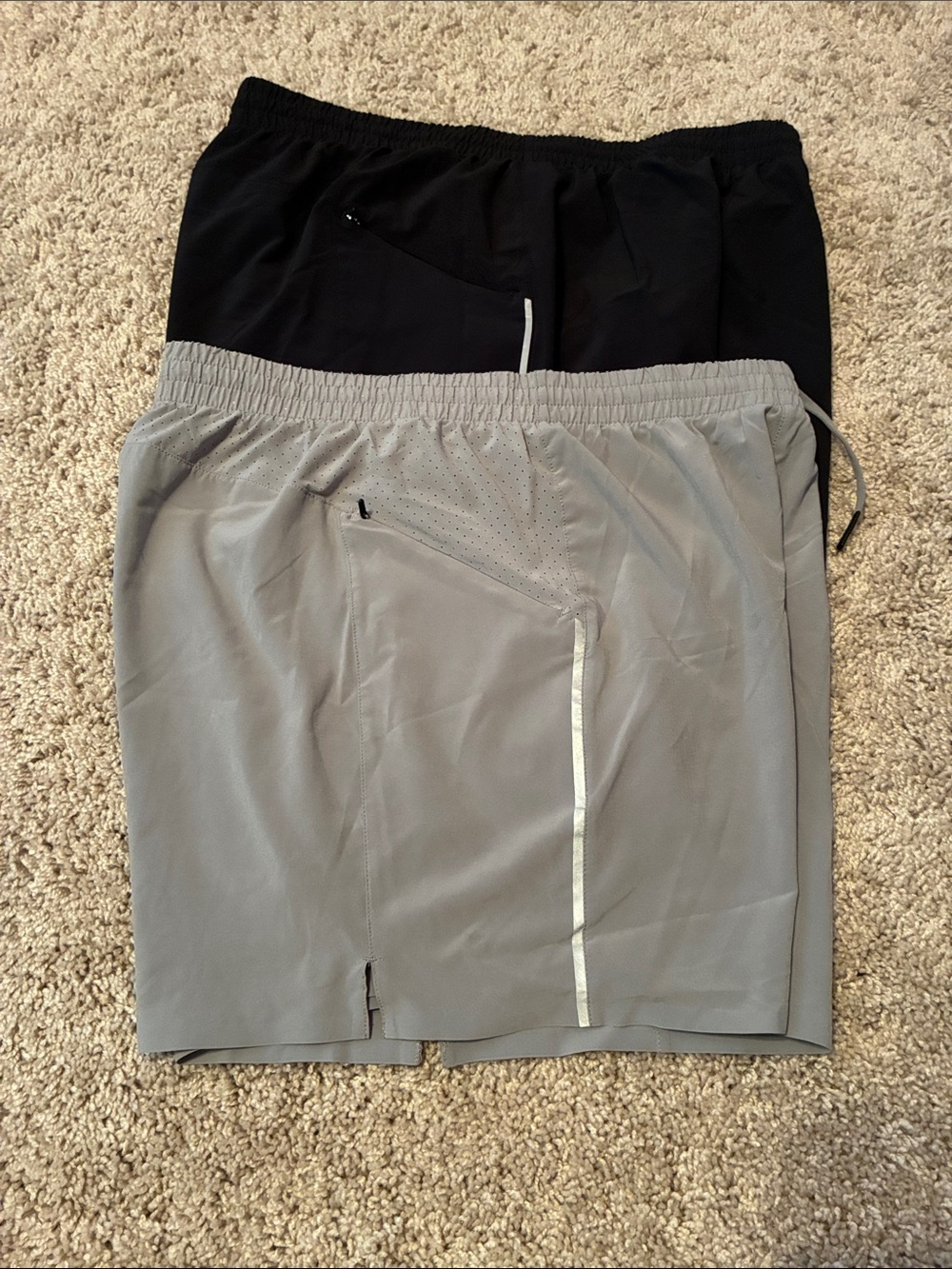 Men's Athletic/Running Shorts - Black and Light Gray Performance Pair
